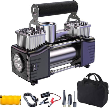 Heavy-Duty 12V Double-Cylinder Tire Inflator – 150 PSI